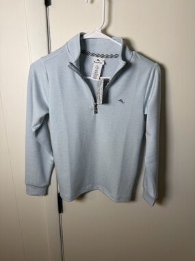 Tommy Bahama Light Blue Quarter Zip Pullover Sweater